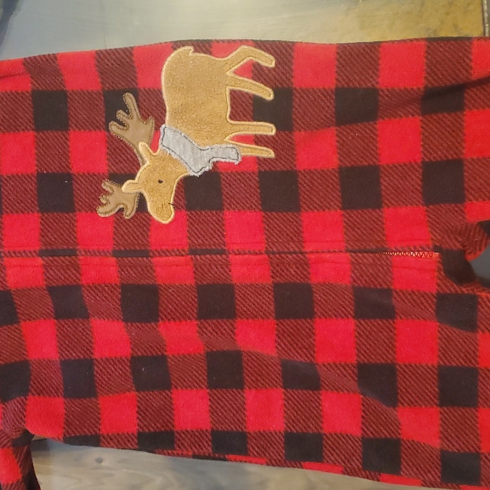 Kids/ Toddler's Red and Black Plaid Zip up Onzie - Picture 2 of 5